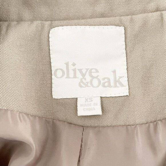 Olive & Oak Tan & Black Mixed Fabric Faux Leather Long Sleeve Full Zip Jacket XS - Picture 9 of 10